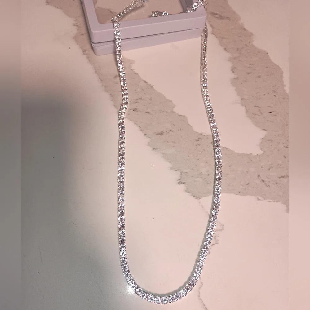 New Moissanite 21.5 Inch Tennis Necklace S 925 Sterling Silver Gorgeous Gift 🎁 - Picture 1 of 6